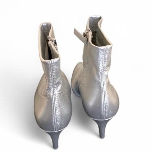 Zara  Sheep Leather Ankle Boots Size 6.5 New, Metalic, Zip Up, 3 Inch Heel ￼ - Picture 10 of 16